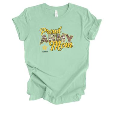 Imagem de Trenz Shirt Company Camiseta feminina de manga curta Proud Army Mom United States Army, Hortelã, 3G