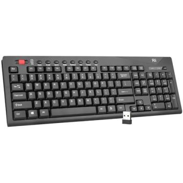 Imagem de Rii Teclado sem fio, teclado ergonômico de tamanho completo de 2,4 G com rolo de volume, teclado USB externo silencioso sem fio compatível com Windows PC, Linux, Chrome, Mac