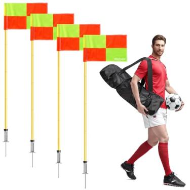 Imagem de Bandeiras de árbitro de futebol de futebol, bandeiras de canto, bandeiras de futebol portáteis, bastões de futebol, equipamento de futebol de drible para treinamento