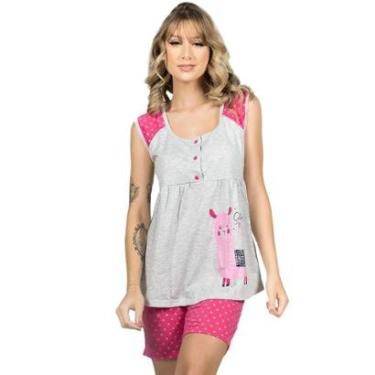 Imagem de Pijama Baby Doll Amamentaçao Bella Fiore Gestante Pós Parto Roupa Para Dormir Linha Noite-Feminino