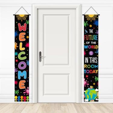 Imagem de AIBIIN Back To School Banner Decorações The Future Of The World Is In This Room Today Faixa de sinal de varanda de volta às aulas Banner de porta de varanda casa escola sala de aula decoração interna