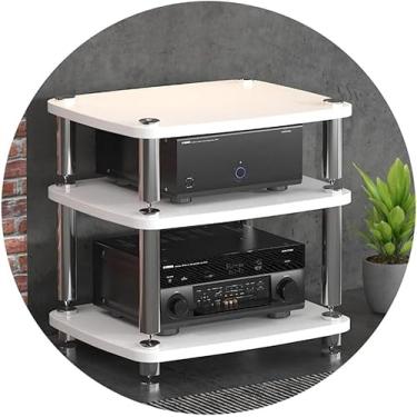 Imagem de Armário de áudio HIFI de 1/2/3/4 camadas Suporte HIFI Reprodutor de discos Suporte de MDF Rack de áudio com pés de absorção de choque Armário de equipamento de prateleira de amplificador de