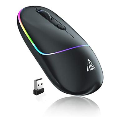 Imagem de SOLAKAKA Mouse sem fio de 2,4 GHz, ajustável 1600 DPI, mouse de computador sem fio recarregável para PC, Mac, laptop, desktop