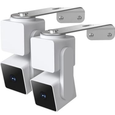 Imagem de Gcioii Pacote com 2 suportes de parede para Wyze Cam Pan V3/V2/V1, Blink Mini Pan-Tilt e Eufy Cam E220, acessórios de redução de pontos cegos no canto externo (prata metálica, câmera não incluída)