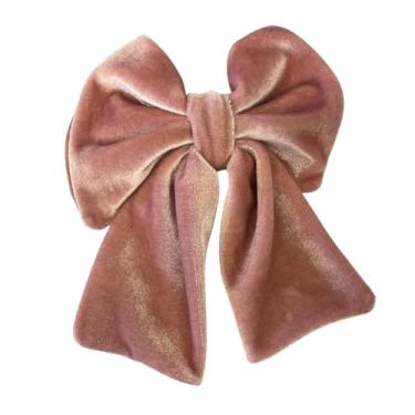 Imagem de Laço De Veludo Presilha Bico De Pato Fashion Luxo Karine (rose)