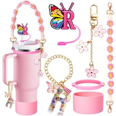 Imagem de Stanley Conjunto de acessórios de copo 6 peças para 850 g e 1,134 g, inclui tampa de capa de canudo de iniciais de silicone, bota, alça de alça de garrafa de água, anel de copo de borracha, pingente