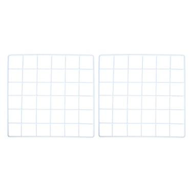 Imagem de YOKIVE 2 peças de painel de grade de arame de ferro, painéis decorativos | Suporte de exibição de fotos para pendurar para escritório em casa (branco, 30,5 x 30,5 cm)