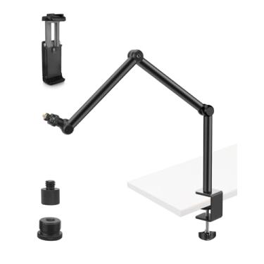 Imagem de Hemmotop Suporte de mesa Magic Arm com braçadeira, braço de câmera ajustável de 71 cm para iPad, suporte aéreo de iPhone, para microfone Yeti Snowball, luz, webcam, câmera de ação AS05
