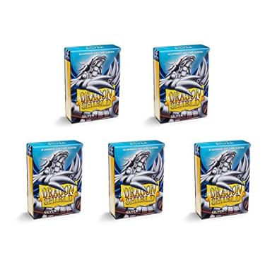 Imagem de 5 Packs Dragon Shield Matte Mini Japanese Silver 60 ct Card Sleeves Value Bundle!