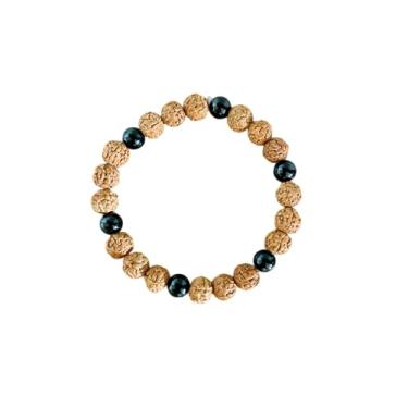 Imagem de Pulseira Sementes de Rudraksha e Obsidiana Negra Natural