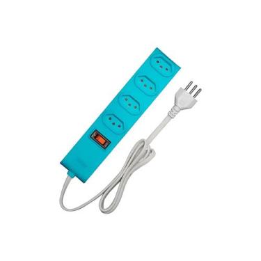 Imagem de Protetor Eletrônico Filtro de linha Azul 4 Tomadas 2P+T 10A/250V Cabo 