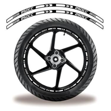 Imagem de Friso de roda adesivo refletivo para motos 250 cc branco e preto - Cob