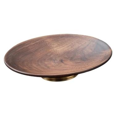 Imagem de Fenteer Bandeja redonda para servir, bandeja de chá de madeira, centro de mesa de paletes, bandeja decorativa para confeitaria, para restaurante, casa de chá, L