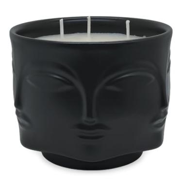 Imagem de Conjunto de velas perfumadas de eucalipto e alecrim, grande vela de aromaterapia com cera de soja natural de 590 ml em panela preta pesada para decoração de mesa de jantar e piquenique em casa