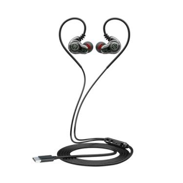 Imagem de RitMoment Fones de ouvido com fio para graves silenciosos com microfone - potente driver dinâmico duplo, som nítido e graves profundos, fones de ouvido intra-auriculares para dormir, jogos, esportes e