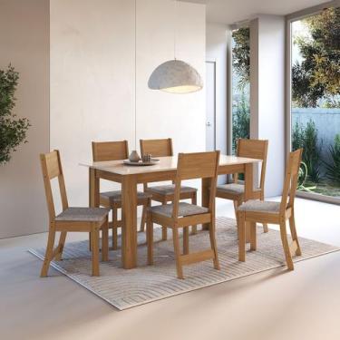 Imagem de Mesa de Jantar 6 Lugares Atlanta Freijó/Off White - Indékes, Moderno, 