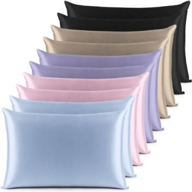Imagem de Kit 10 Fronhas ( 5 Pares ) Charmousse Seda Cetim Alto Brilho Anti Friz