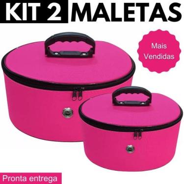 Imagem de Kit 2 Maletas Nécessaire Frasqueiras Maquiagem Fashion Multifuncional 