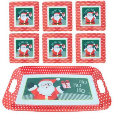 Imagem de Kit 7 Peças Para Entradas / Sobremesas Natalinas Ho Ho Ho Melamina (Ma