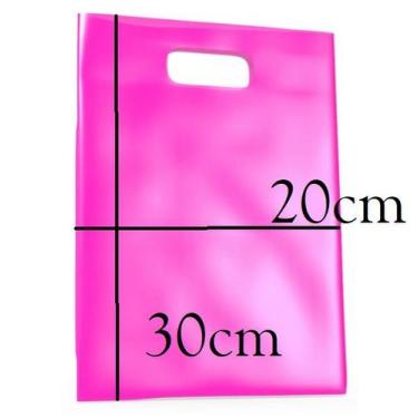 Imagem de Kit 40 Sacolas Plástica Rosa 20x30cm com Alça resistente - Lynx produç