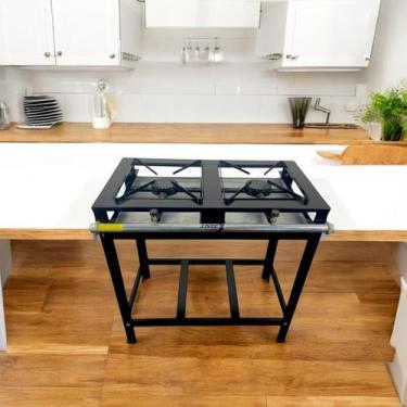 Imagem de Fogão Industrial 2 Bocas Alta Pressão Preto Queimador Ferro F2 - JME M