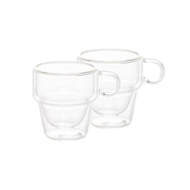 Imagem de Cj 2 Xicara Café Chá Dupla Parede De Vidro 90ml Wolff - Lyor