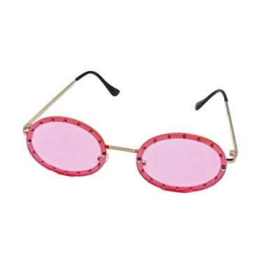 Imagem de Óculos De Sol Feminino Com Pedrinha Redondo Classico Bloguer Vintage -
