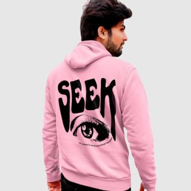 Imagem de Blusa Moletom Genuine Grit Masculina Estampada Algodão 30.1 Seek, Rosa
