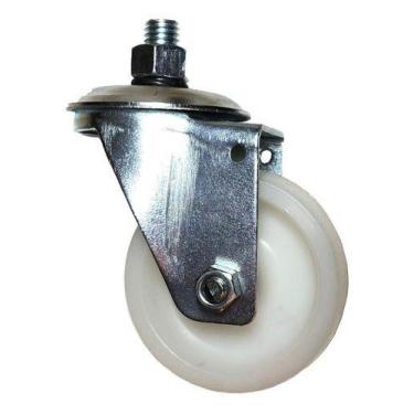Imagem de Rodizio Girat. 3pol. Nylon Branco Rosca 1/2'' 100kg Por Roda - ABCMAIO