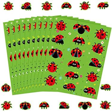 Imagem de Frienda 480 Pcs Bugs Shape Stickers for Kids Bee Ladybug Spring Butterfly Dragonfly Grasshopper Ant Snail Stickers for Spring Theme Party Classroom(Ladybug Style)