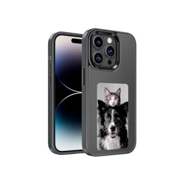 Imagem de XcooL Capa protetora personalizada DIY sem fio E-Ink Screen NFC Photo Display Smart Phone - iPhone 14 Pro, resistente à água - preta