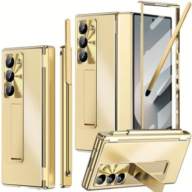 Imagem de YQODSZ Capa para Samsung Galaxy Z Fold 6 com suporte para caneta S e Stylus, [capa de duas dobradiças] Capa de metal dobrável 6 com suporte protetor de tela com suporte para caneta com tudo incluído,