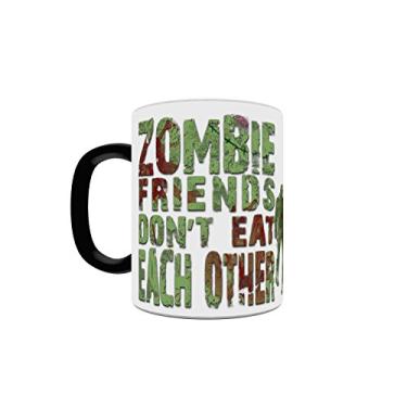 Imagem de Halloween - Zombie Friends Eat Flesh of Their Enemies - Uma caneca de cerâmica sensível ao calor que muda de cor - Imagem revelada quando líquido quente é adicionado!