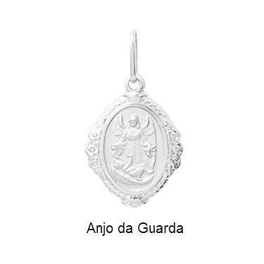 Imagem de Pingente Anjo Da Guarda Ouro Branco18K Oval Bordada k120 - Usa Joias