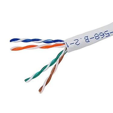 Imagem de Monoprice Cabo Ethernet em massa Cat5e - Cabo de rede de Internet - sólido, 350 Mhz, UTP, Classificação de riser, fio de cobre puro sem fio, 24AWG, sem logotipo, 305 m, branco