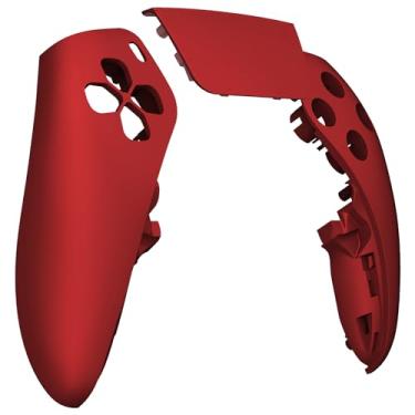 Imagem de eXtremeRate Carcaça frontal esquerda direita com touchpad compatível com controle de borda ps5, vermelho escarlate DIY, capa de substituição para placa frontal personalizada compatível com ps5 Edge Controller