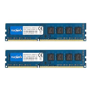 Imagem de TECMIYO Kit de 16 GB (2 x 8 GB) DDR3 / DDR3L 1600 MHz UDIMM, PC3-12800 DIMM, PC3 / PC3L-12800U Não ECC Sem buffer 1,35V/1,5V CL11 2RX8 Dual Rank 240 Pinos Desktop RAM Módulo de Memória de Computador