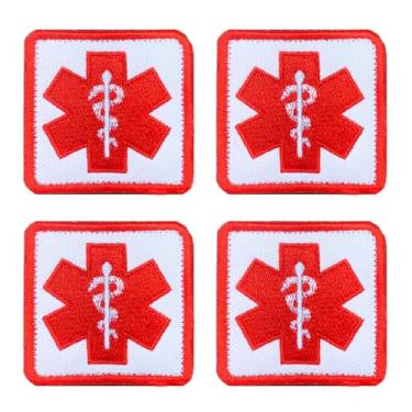 Imagem de Antrix 4 peças EMT Cross Medic Medical Cross Tactical First Aid Bordado Patch EMS MED Braçadeira Insígnia Emblema Patch Militar IFAK Bag, EMT Trauma Pouch, Remendo de Bolsas Médicas para Interior ou