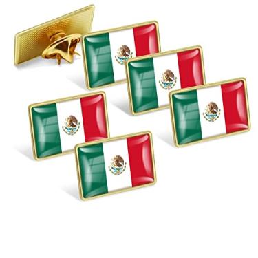 Imagem de Pacote de 6/12/50/100 broches de bandeira do México a granel - 2,5 cm Metálico Patriótico Mexicano MX lapela broche lembrança para chapéu bolsa presentes de viagem, Preto, 1inch