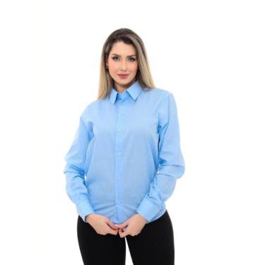Imagem de Camisa Social Feminina Premium Tipo Linho Azul Claro - Pthirillo, M, f