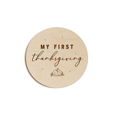 Imagem de The Cotton & Canvas Co. My First Thanksgiving Cartão Marco de Madeira, Primeiro Ano do Bebê, Primeiro Feriado do Bebê, Chá de Bebê, Recém-nascido, Adereço para sessão de fotos