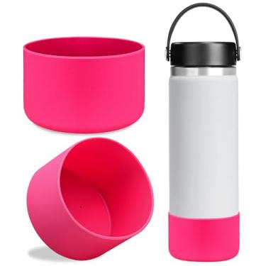 Imagem de Luckinee 2 peças de proteção para bota de silicone para Hydro Flask de boca larga 947 g 1,134 g, manga de base de silicone para Owala Freesip/Flip/Twist 1,134 g e garrafa de outra marca com 9 cm de