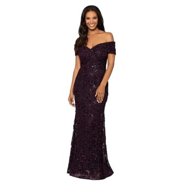 Imagem de Xscape Vestido feminino plus size tomara que caia com decote em coração, Amora roxo, 54