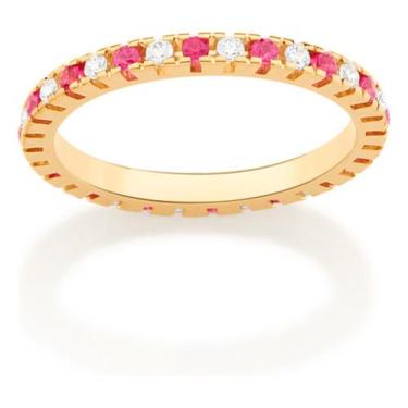 Imagem de Meia Aliança Cravejada Por 28 Zircônias De 512967 - Rommanel, Rosa com
