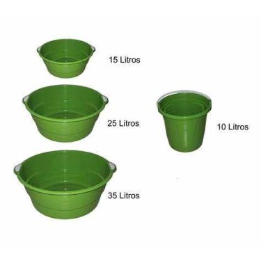 Imagem de Kit 3 Bacias 35, 25, 15L + Balde 10 Litros -  Verde - Acquamar Utilida