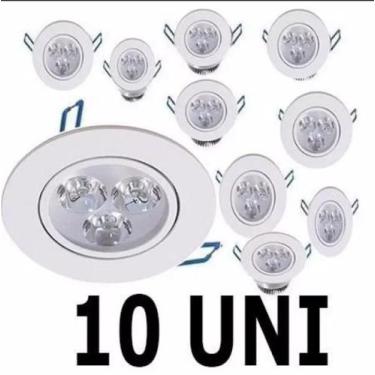 Imagem de Kit 10 Lâmpadas Led 3w Spot Redondo Embutir Bco Quente Bivol - TF