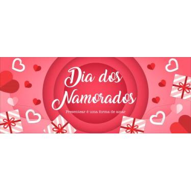 Imagem de Faixa Banner em Lona Dia dos Namorados Rosa Presente - 200x080cm - Fab