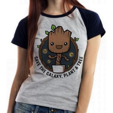 Imagem de Baby Look Blusa Feminina ou Camiseta Unissex Plante Groot Árvore - Emp