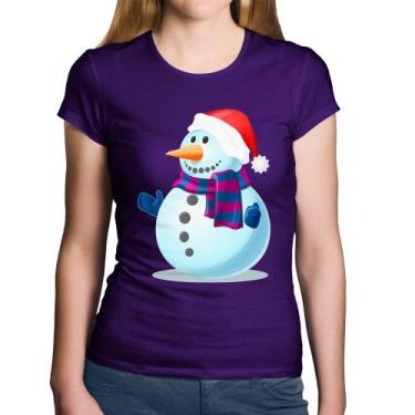 Imagem de Baby Look Algodão Boneco de neve - Foca na Moda, Roxo, GG