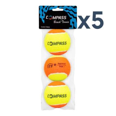 Imagem de Bolas de Beach Tennis Compass Tennis - Kit com 5 Packs (15 Bolas)